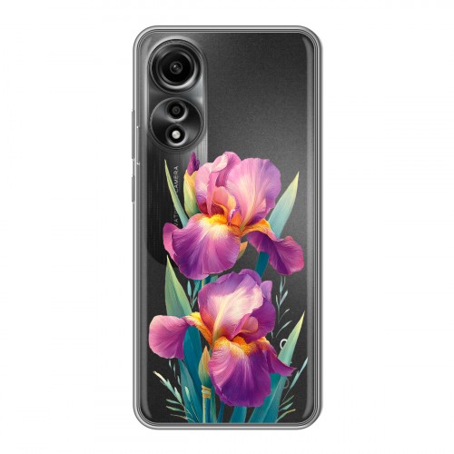 Полупрозрачный дизайнерский силиконовый чехол для OPPO A78 4G Цветы орхидеи