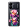 Полупрозрачный дизайнерский пластиковый чехол для Xiaomi Poco C65 Цветы орхидеи