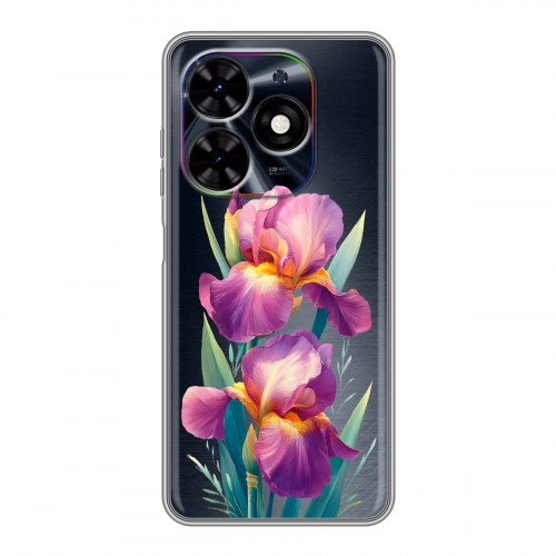 Полупрозрачный дизайнерский пластиковый чехол для Tecno Spark Go 2024 Цветы орхидеи