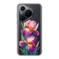 Полупрозрачный дизайнерский силиконовый чехол для Huawei Pura 70 Цветы орхидеи