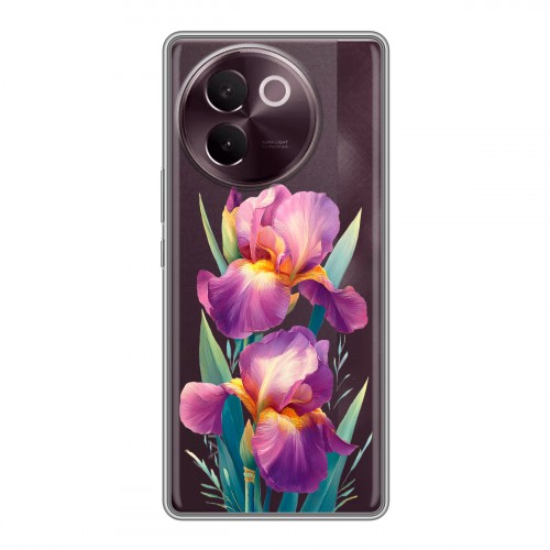 Полупрозрачный дизайнерский силиконовый чехол для Vivo V30e Цветы орхидеи