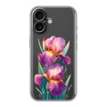 Полупрозрачный дизайнерский силиконовый чехол для Iphone 16 Цветы орхидеи