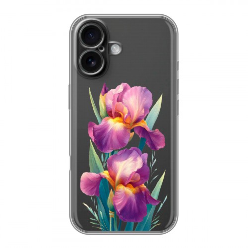 Полупрозрачный дизайнерский силиконовый чехол для Iphone 16 Цветы орхидеи