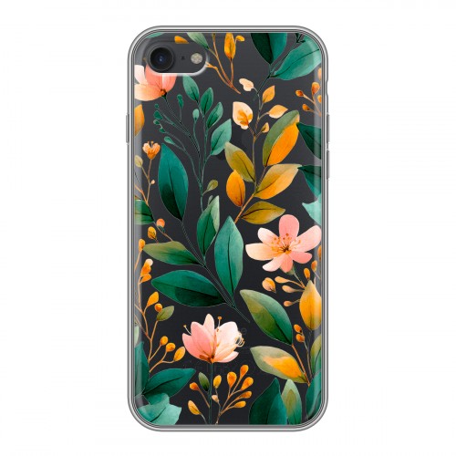 Полупрозрачный дизайнерский силиконовый чехол для Iphone 7 Цветы паттерн