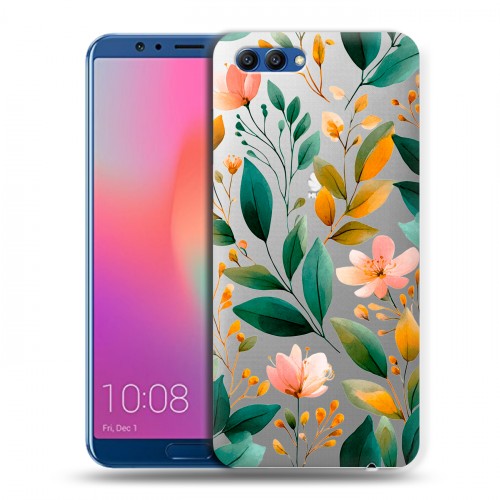 Полупрозрачный дизайнерский пластиковый чехол для Huawei Honor View 10 Цветы паттерн