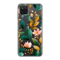 Полупрозрачный дизайнерский пластиковый чехол для Samsung Galaxy A12 Цветы паттерн