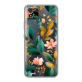 Полупрозрачный дизайнерский силиконовый с усиленными углами чехол для Realme C20 Цветы паттерн