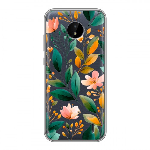 Полупрозрачный дизайнерский пластиковый чехол для Nokia C20 Цветы паттерн