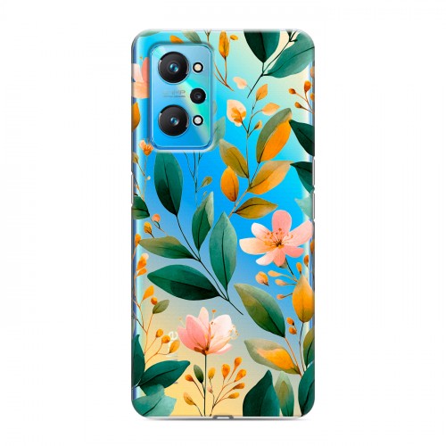 Полупрозрачный дизайнерский силиконовый чехол для Realme GT Neo 2 Цветы паттерн