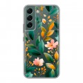 Полупрозрачный дизайнерский силиконовый чехол для Samsung Galaxy S22 Цветы паттерн