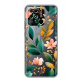 Полупрозрачный дизайнерский пластиковый чехол для Xiaomi Redmi 10C Цветы паттерн