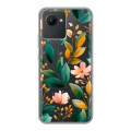 Полупрозрачный дизайнерский силиконовый чехол для Realme C30 Цветы паттерн