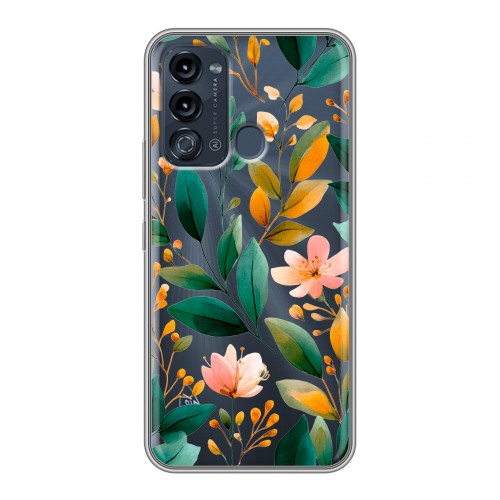 Полупрозрачный дизайнерский силиконовый с усиленными углами чехол для Itel Vision 3 Цветы паттерн