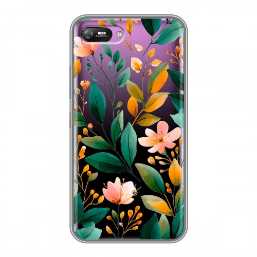 Полупрозрачный дизайнерский силиконовый с усиленными углами чехол для Itel A25 Цветы паттерн