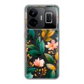 Полупрозрачный дизайнерский силиконовый с усиленными углами чехол для Realme GT3 Цветы паттерн
