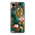 Полупрозрачный дизайнерский силиконовый чехол для OPPO A78 4G Цветы паттерн