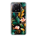 Полупрозрачный дизайнерский силиконовый чехол для Xiaomi 13T Цветы паттерн