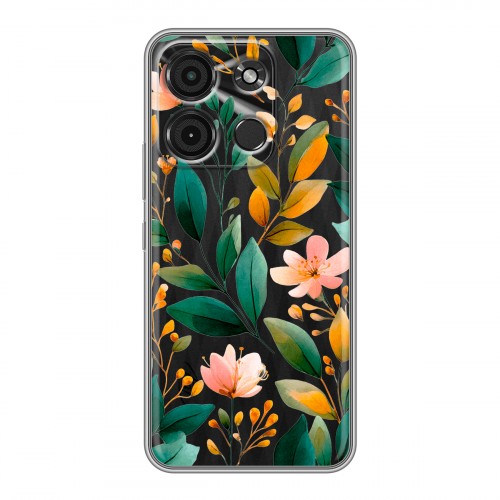 Полупрозрачный дизайнерский пластиковый чехол для Itel A60s Цветы паттерн