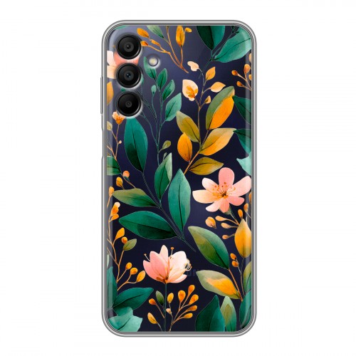 Полупрозрачный дизайнерский силиконовый чехол для Samsung Galaxy A15 Цветы паттерн