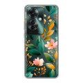 Полупрозрачный дизайнерский силиконовый чехол для Oppo Reno 11F Цветы паттерн