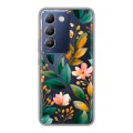 Полупрозрачный дизайнерский силиконовый чехол для Vivo V30 Lite Цветы паттерн