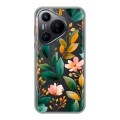 Полупрозрачный дизайнерский силиконовый чехол для Huawei Pura 70 Цветы паттерн