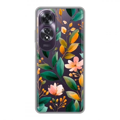 Полупрозрачный дизайнерский силиконовый чехол для OPPO A60 Цветы паттерн