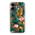 Полупрозрачный дизайнерский силиконовый чехол для Iphone 16 Цветы паттерн