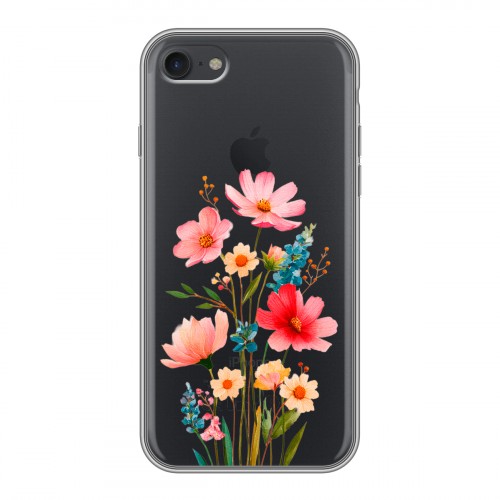 Полупрозрачный дизайнерский силиконовый чехол для Iphone 7 Цветы
