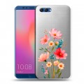 Полупрозрачный дизайнерский пластиковый чехол для Huawei Honor View 10 Цветы