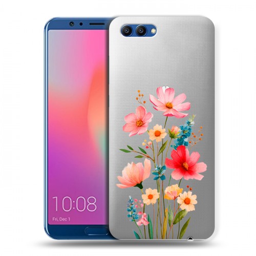 Полупрозрачный дизайнерский пластиковый чехол для Huawei Honor View 10 Цветы