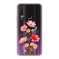 Полупрозрачный дизайнерский силиконовый с усиленными углами чехол для Vivo Y17 Цветы