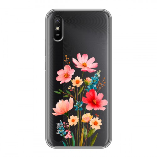 Полупрозрачный дизайнерский силиконовый чехол для Xiaomi RedMi 9A Цветы