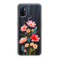 Полупрозрачный дизайнерский силиконовый с усиленными углами чехол для OPPO A53 Цветы