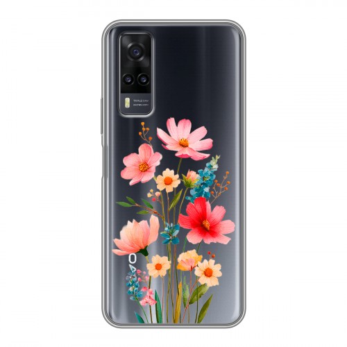 Полупрозрачный дизайнерский силиконовый чехол для Vivo Y31 Цветы