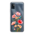 Полупрозрачный дизайнерский пластиковый чехол для ZTE Blade A71 Цветы