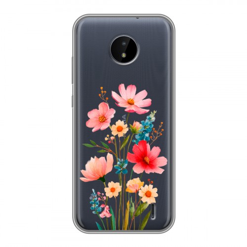 Полупрозрачный дизайнерский пластиковый чехол для Nokia C20 Цветы