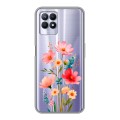 Полупрозрачный дизайнерский силиконовый чехол для Realme 8i Цветы