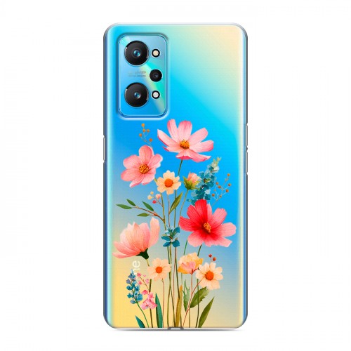 Полупрозрачный дизайнерский силиконовый чехол для Realme GT Neo 2 Цветы