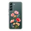 Полупрозрачный дизайнерский силиконовый чехол для Samsung Galaxy S22 Цветы