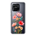 Полупрозрачный дизайнерский пластиковый чехол для Xiaomi Redmi 10C Цветы