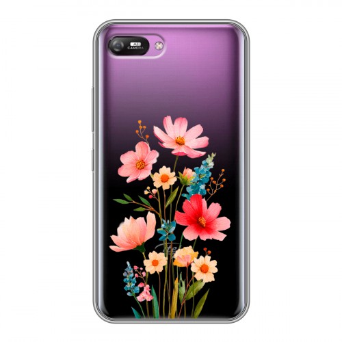 Полупрозрачный дизайнерский силиконовый с усиленными углами чехол для Itel A25 Цветы