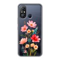 Полупрозрачный дизайнерский силиконовый чехол для Itel A49 Цветы
