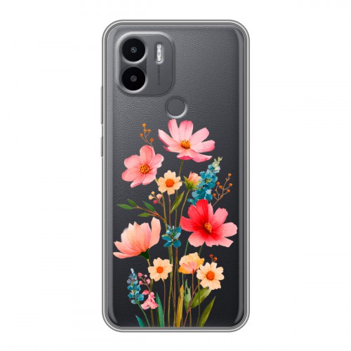 Полупрозрачный дизайнерский силиконовый чехол для Xiaomi Redmi A1 Plus Цветы