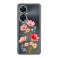 Полупрозрачный дизайнерский силиконовый с усиленными углами чехол для Huawei Nova 11i Цветы
