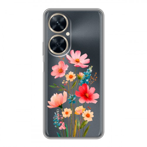 Полупрозрачный дизайнерский силиконовый с усиленными углами чехол для Huawei Nova 11i Цветы