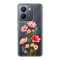 Полупрозрачный дизайнерский силиконовый чехол для Vivo Y36 Цветы