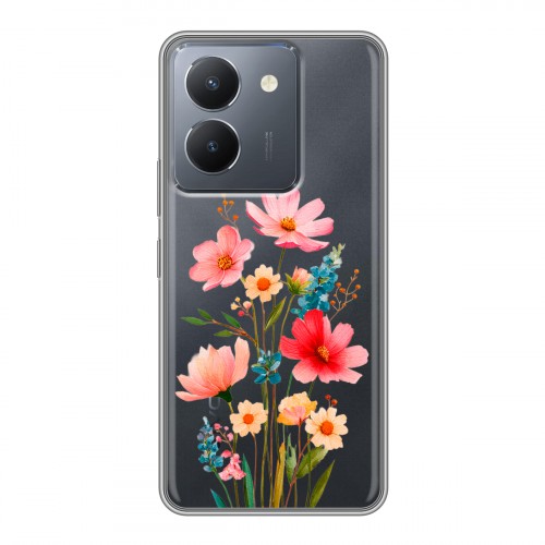 Полупрозрачный дизайнерский силиконовый чехол для Vivo Y36 Цветы