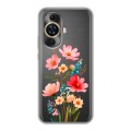 Полупрозрачный дизайнерский силиконовый с усиленными углами чехол для Huawei Nova 11 Цветы