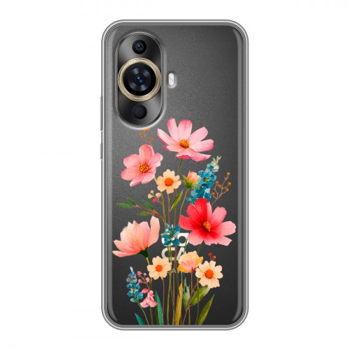 Полупрозрачный дизайнерский силиконовый с усиленными углами чехол для Huawei Nova 11 Цветы